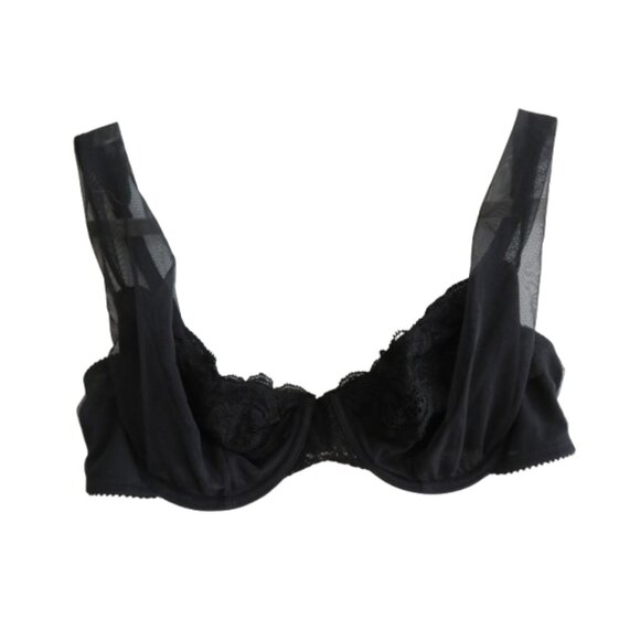 Victoria's Secret Other - VINTAGE VICTORIA'S SECRET GOLD LABEL Black Lace Mesh Tulle Strap Bra 36C